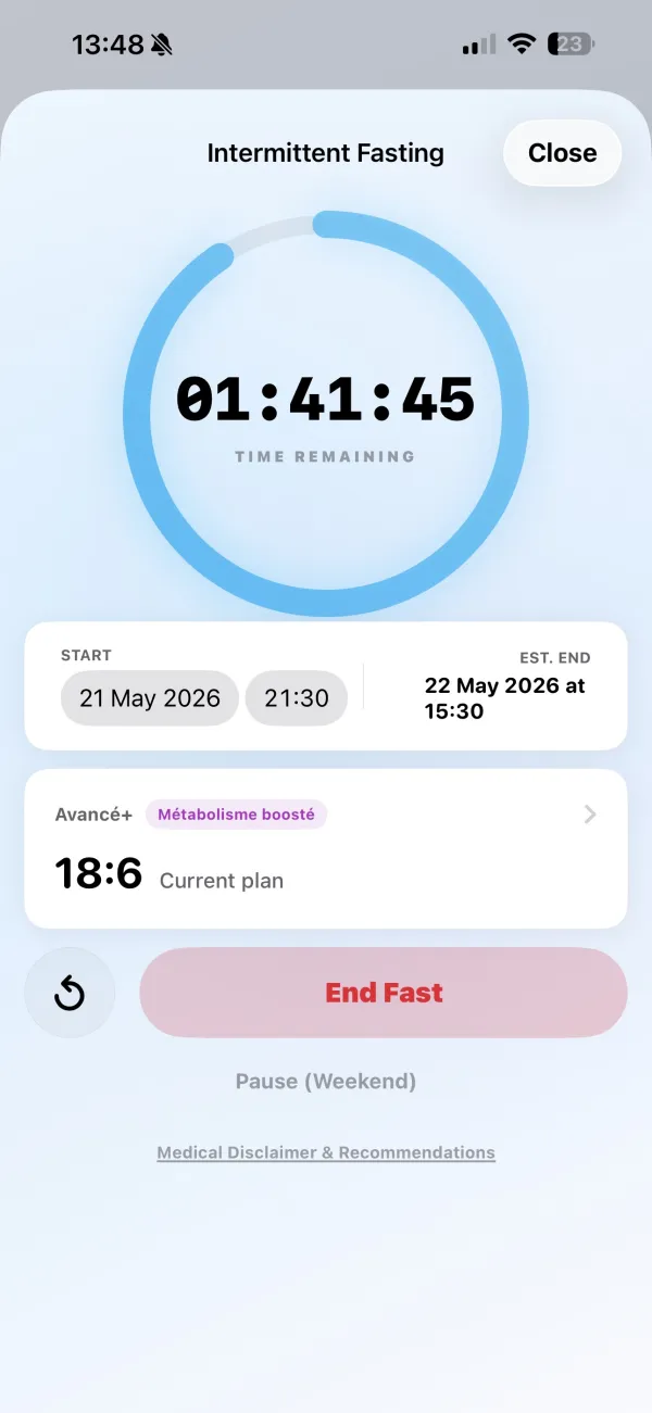Intermittent fasting timer
